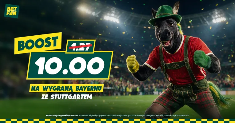 Promocja BETFAN: Kurs 10.00 na wygraną Bayernu ze Stuttgartem