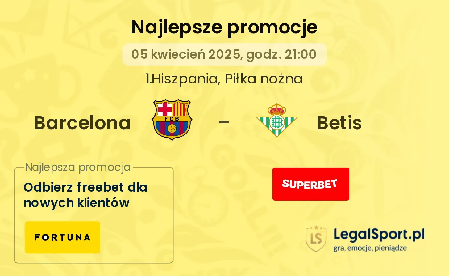 Premie o wartości 499 zł dostępne przy okazji meczu Barcelony z Betisem w Superbet i STS