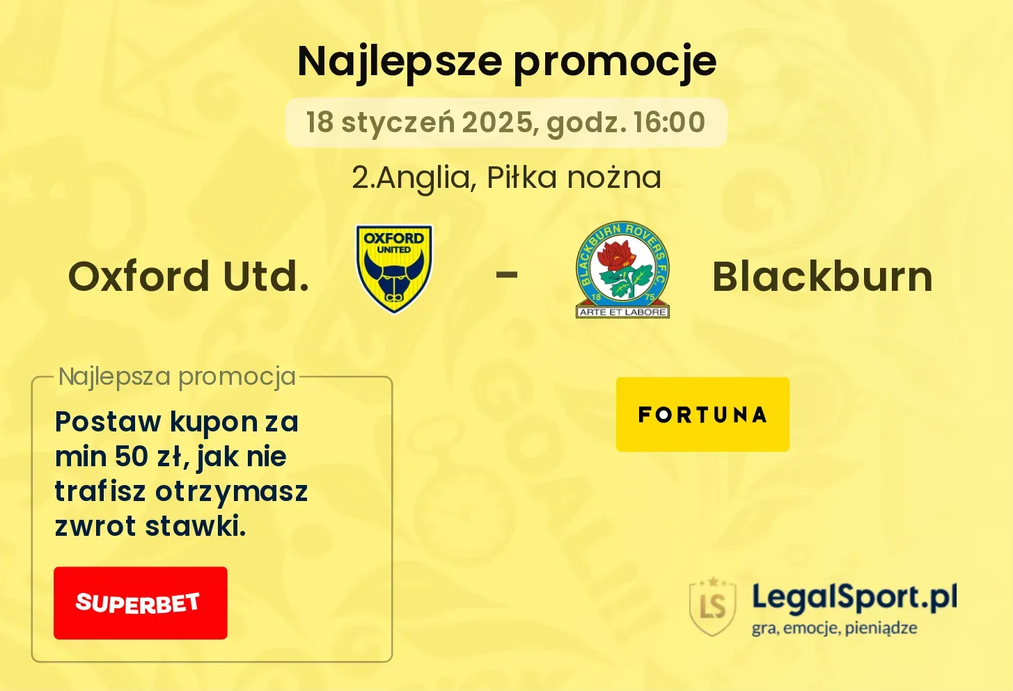 Oxford Utd. - Blackburn promocje bukmacherskie