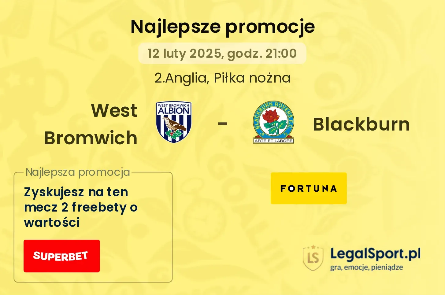 West Bromwich - Blackburn promocje u bukmacherów