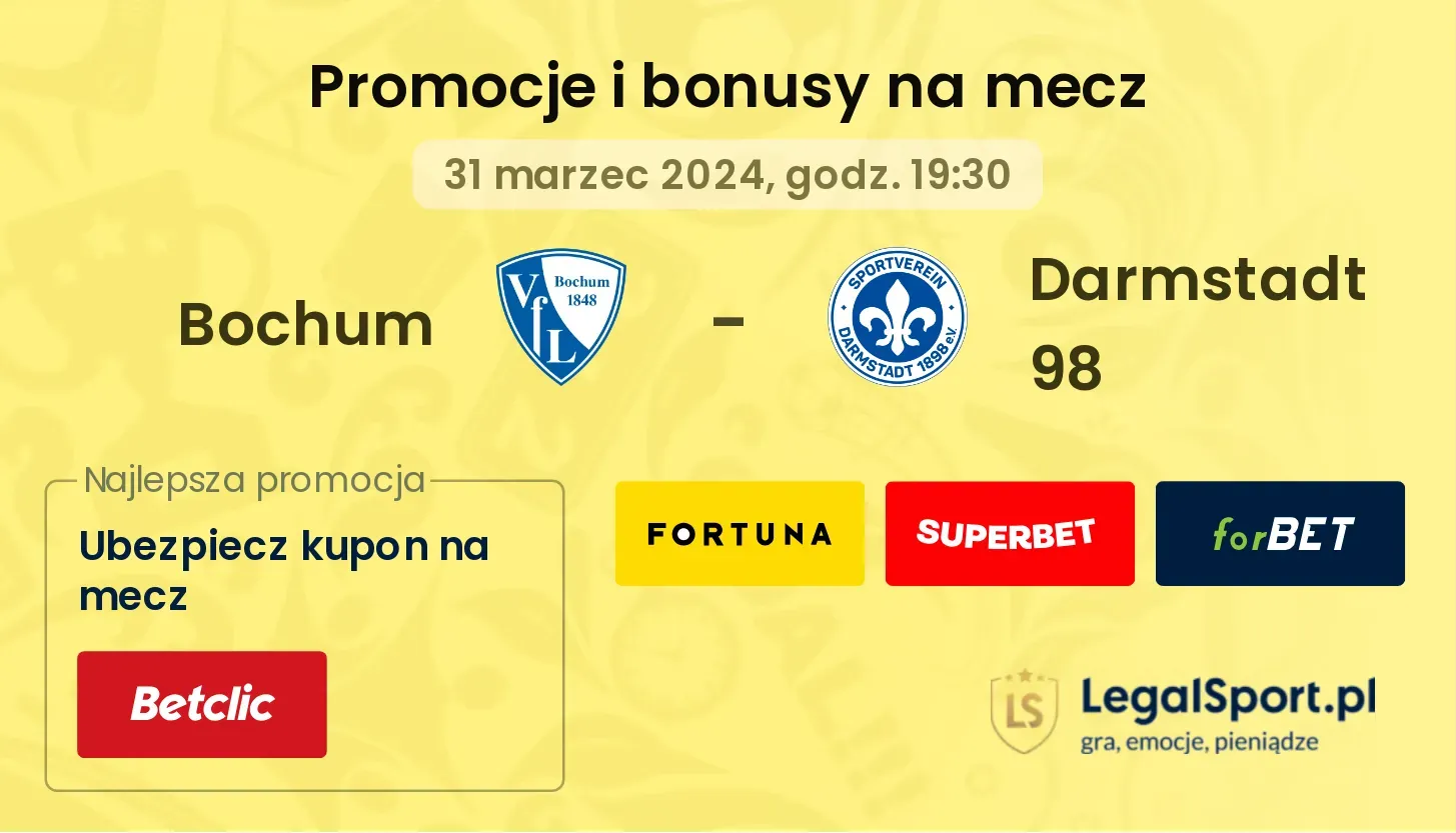 Bochum - Darmstadt 98 promocje bonusy na mecz