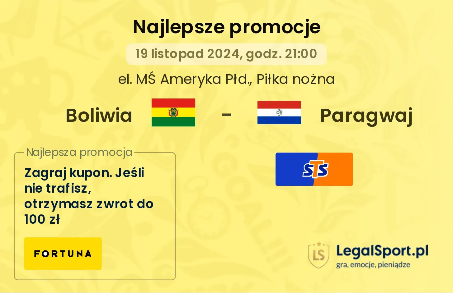 Boliwia - Paragwaj promocje u bukmacherów 19.11, 21:00