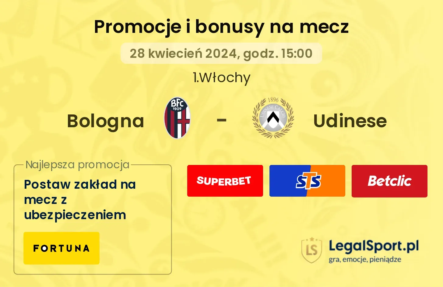 Bologna - Udinese promocje bonusy na mecz