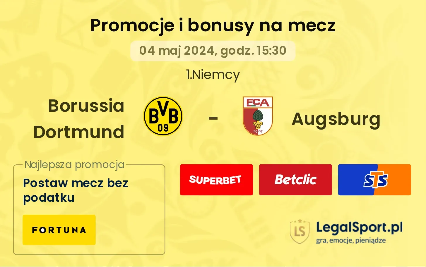 Borussia Dortmund - Augsburg promocje bonusy na mecz