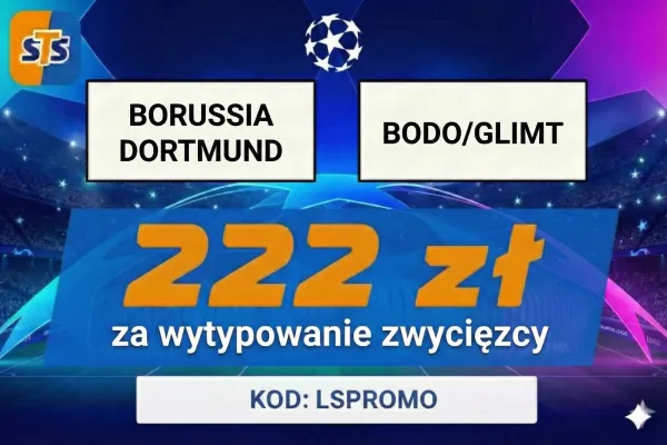 STS: 222 zł za wytypowanie zwycięzcy meczu Borussia Dortmund - Bodo/Glimt