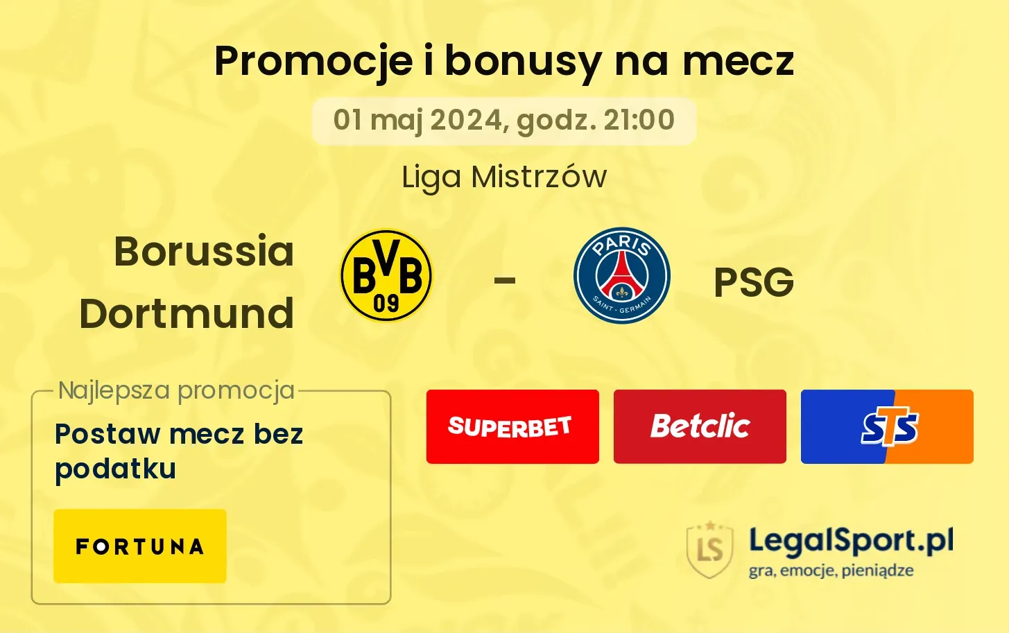 Borussia Dortmund - PSG promocje bonusy na mecz