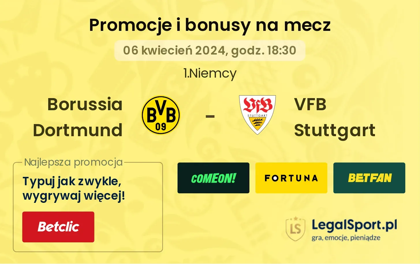 Borussia Dortmund - VFB Stuttgart promocje bonusy na mecz