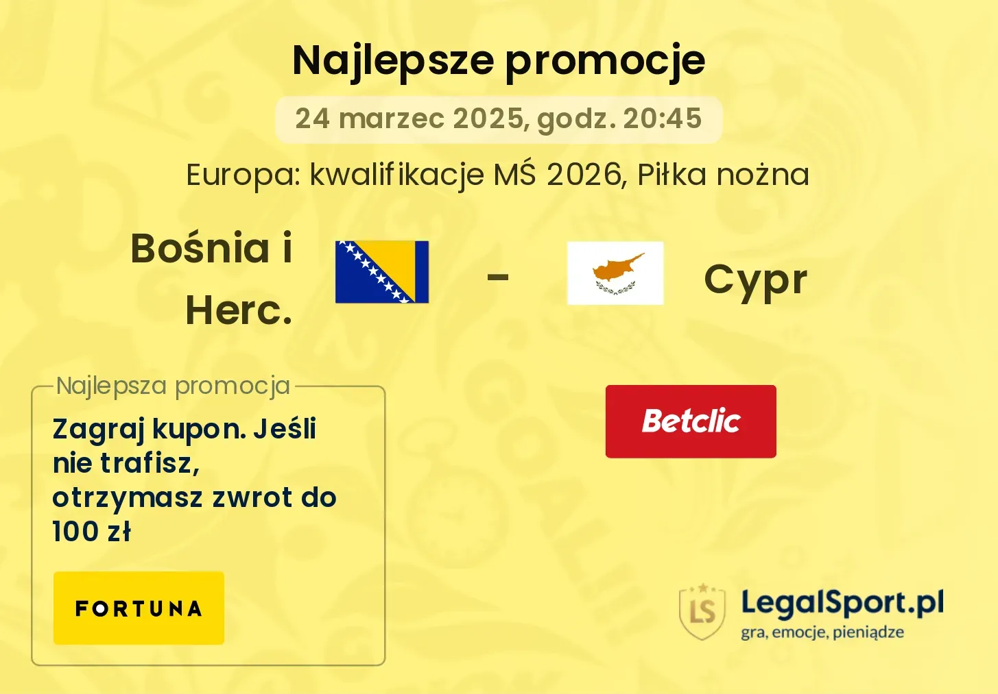 Bośnia i Herc. - Cypr promocje bukmacherskie