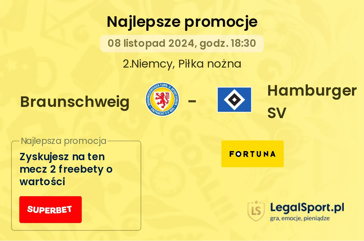 Braunschweig - Hamburger SV promocje u bukmacherów 08.11, 18:30