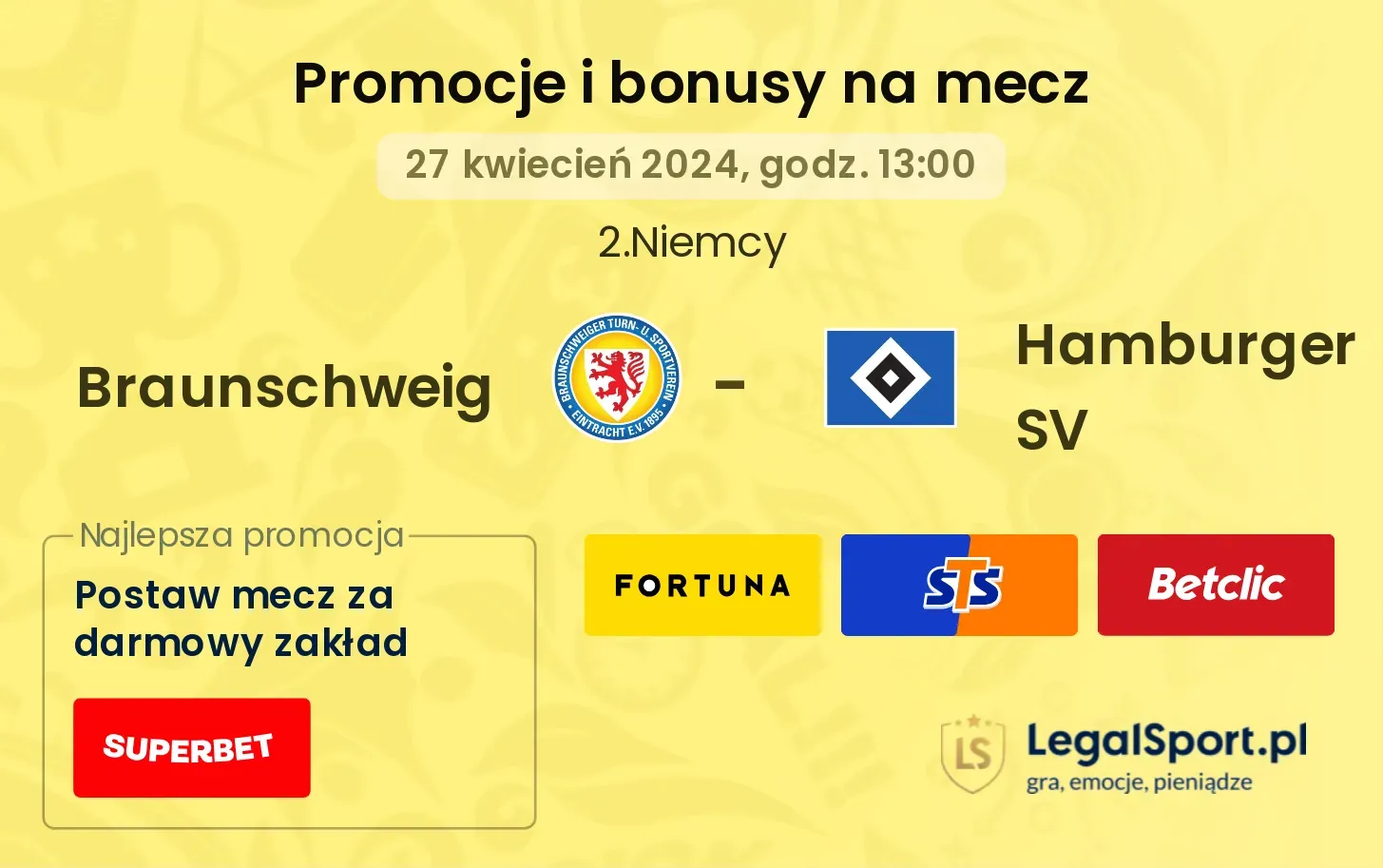 Braunschweig - Hamburger SV promocje bonusy na mecz