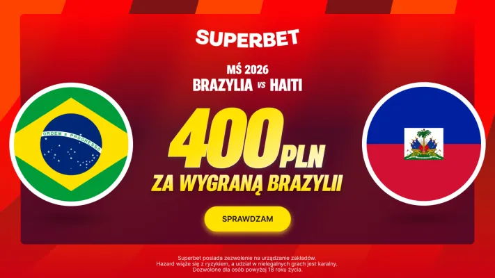Bonus 400 PLN za wygraną Brazylii w meczu z Haiti od Superbet