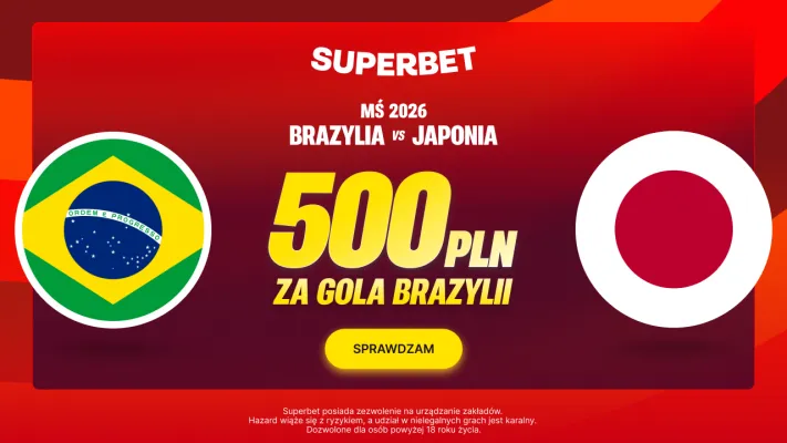 Superbet: Bonus 500 PLN za gola Brazylii w meczu z Japonią