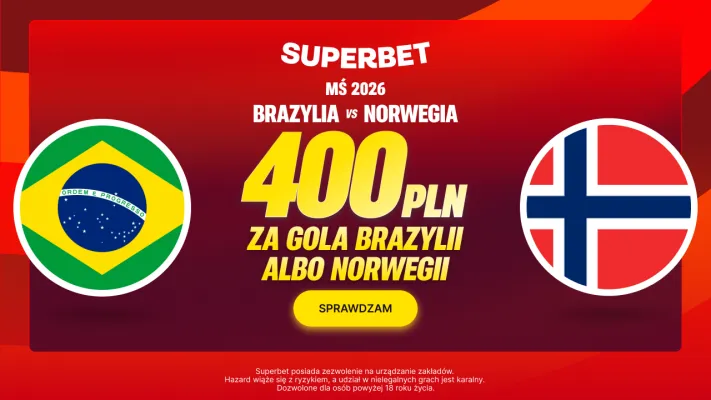 Superbet: Bonus 400 PLN za gola wybranej drużyny w meczu Brazylia – Norwegia