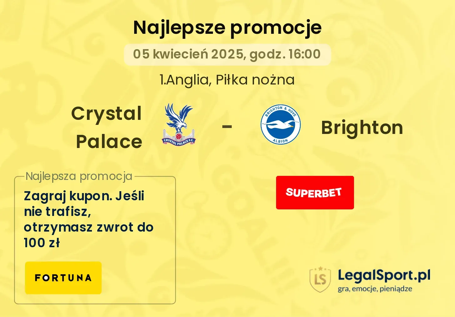 Crystal Palace - Brighton promocje u bukmacherów