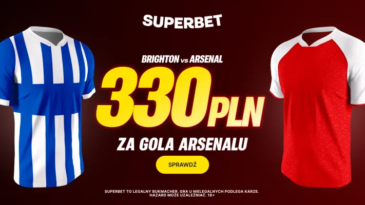 Bonus 330 PLN za gola Arsenalu w meczu z Brighton od Superbet