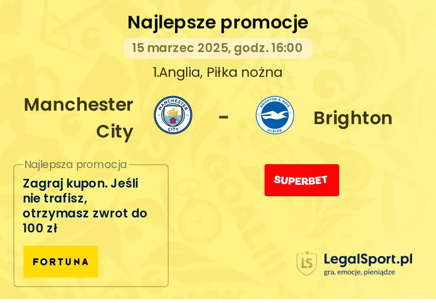 Manchester City - Brighton promocje bukmacherskie