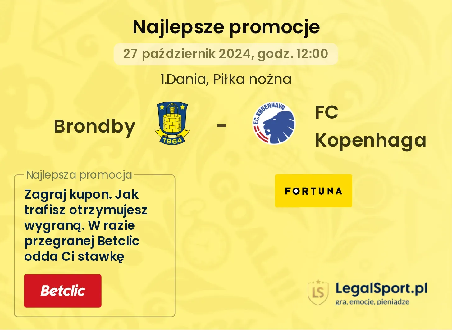 Brondby - FC Kopenhaga promocje u bukmacherów 27.10, 12:00