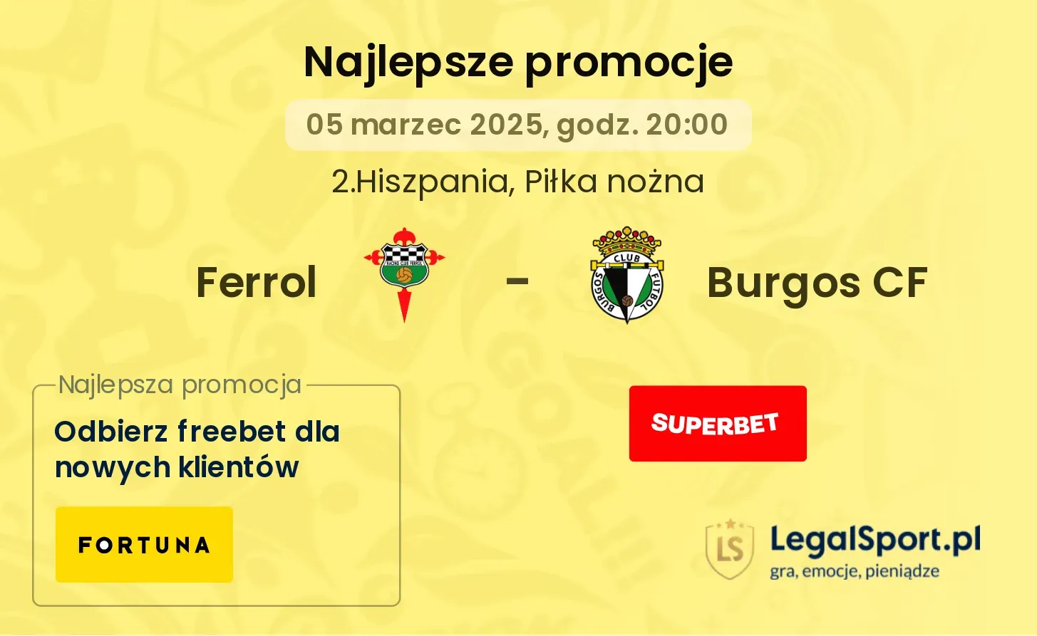Ferrol - Burgos CF promocje u bukmacherów