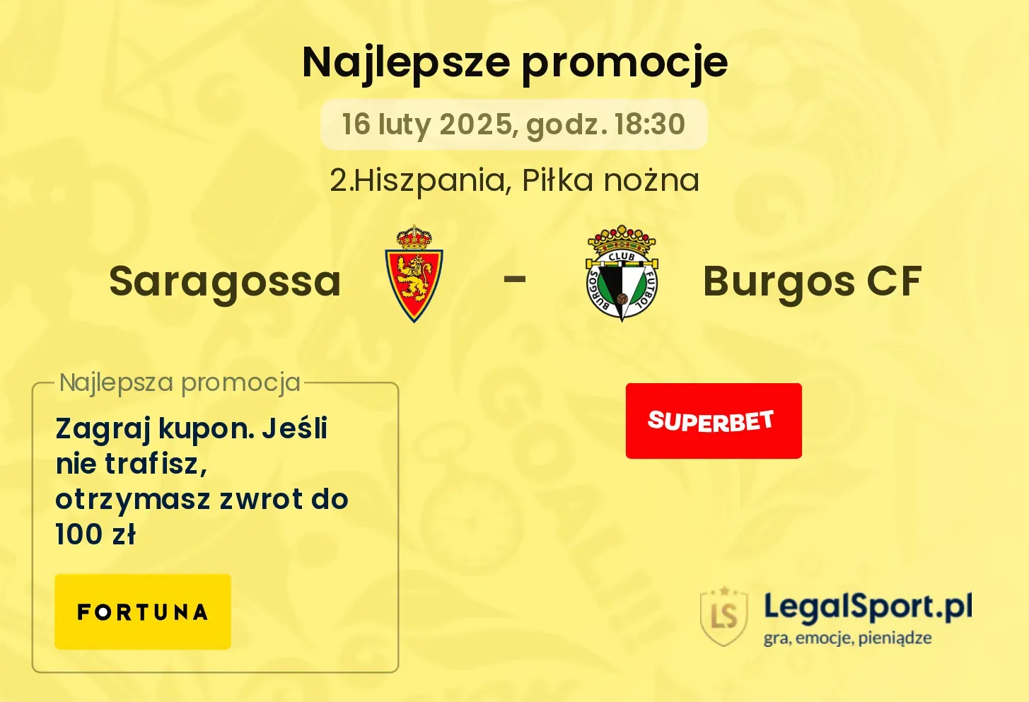 Saragossa - Burgos CF promocje u bukmacherów