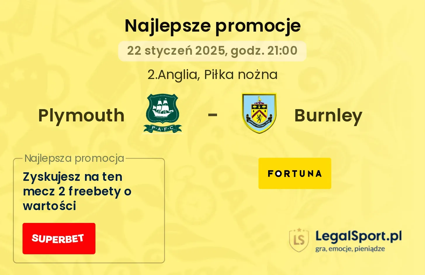 Plymouth - Burnley promocje bukmacherskie
