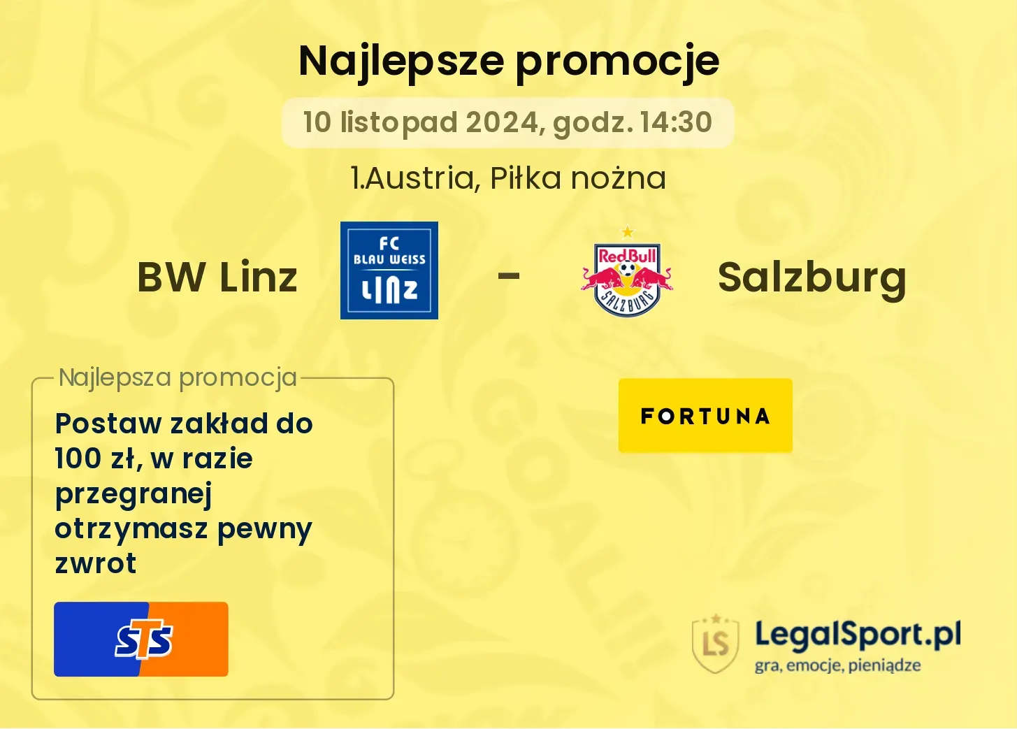 BW Linz - Salzburg promocje u bukmacherów 10.11, 14:30