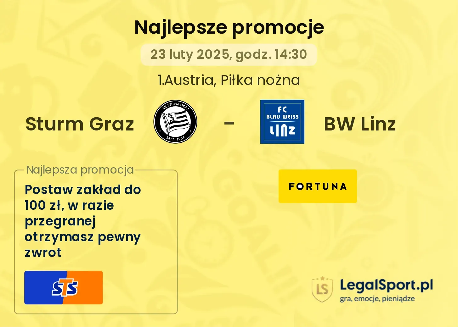 Sturm Graz - BW Linz promocje bukmacherskie