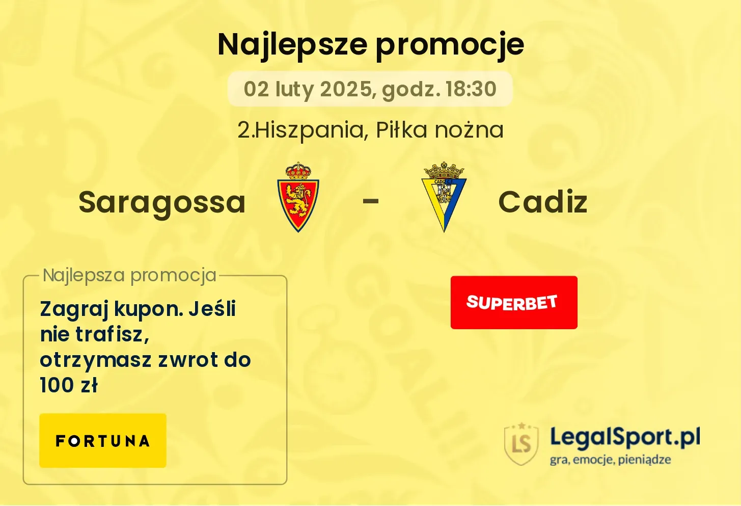 Saragossa - Cadiz promocje bukmacherskie