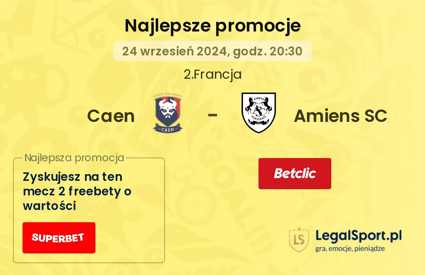 Caen - Amiens SC promocje bukmacherskie 24.09, 20:30