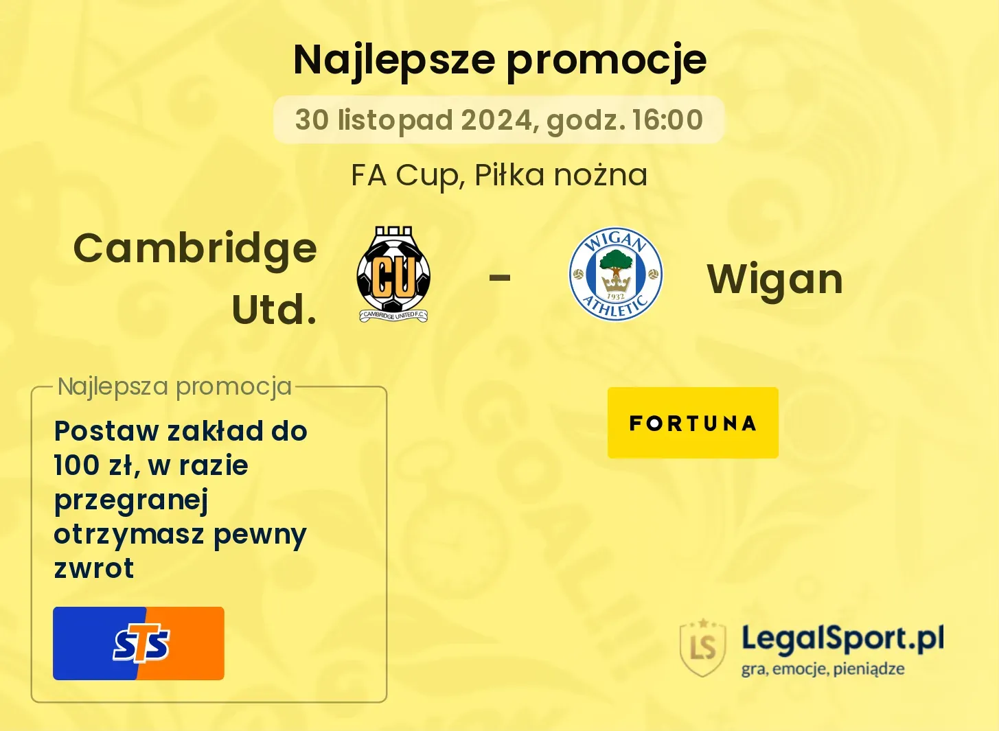 Cambridge Utd. - Wigan promocje bukmacherskie