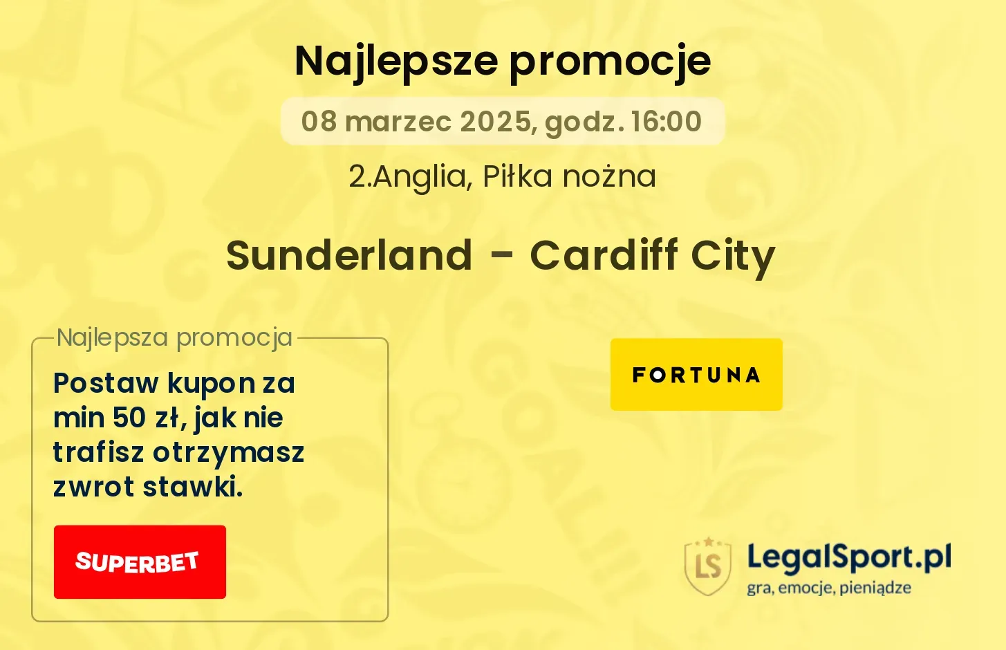Sunderland - Cardiff City promocje u bukmacherów