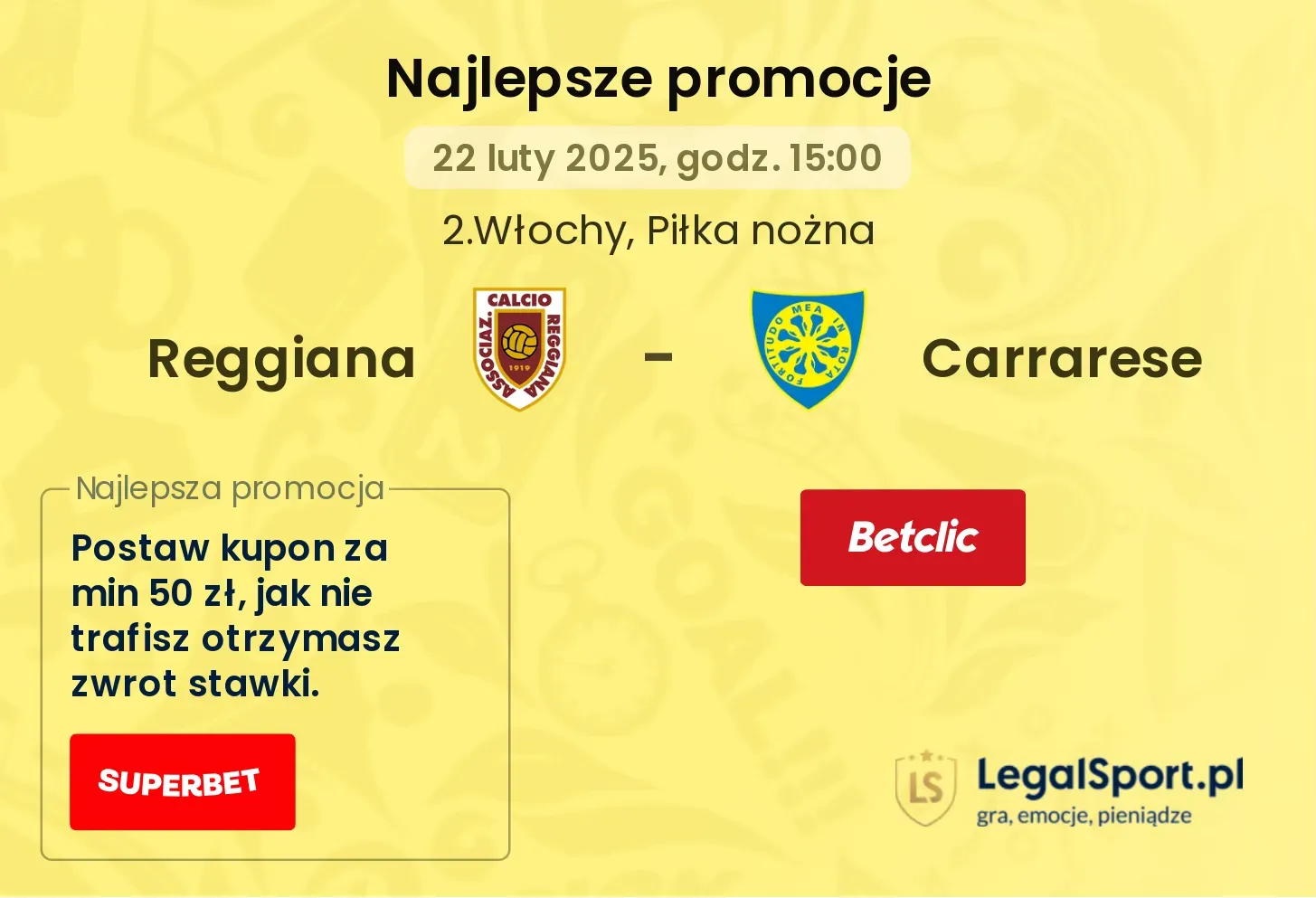 Reggiana - Carrarese promocje u bukmacherów