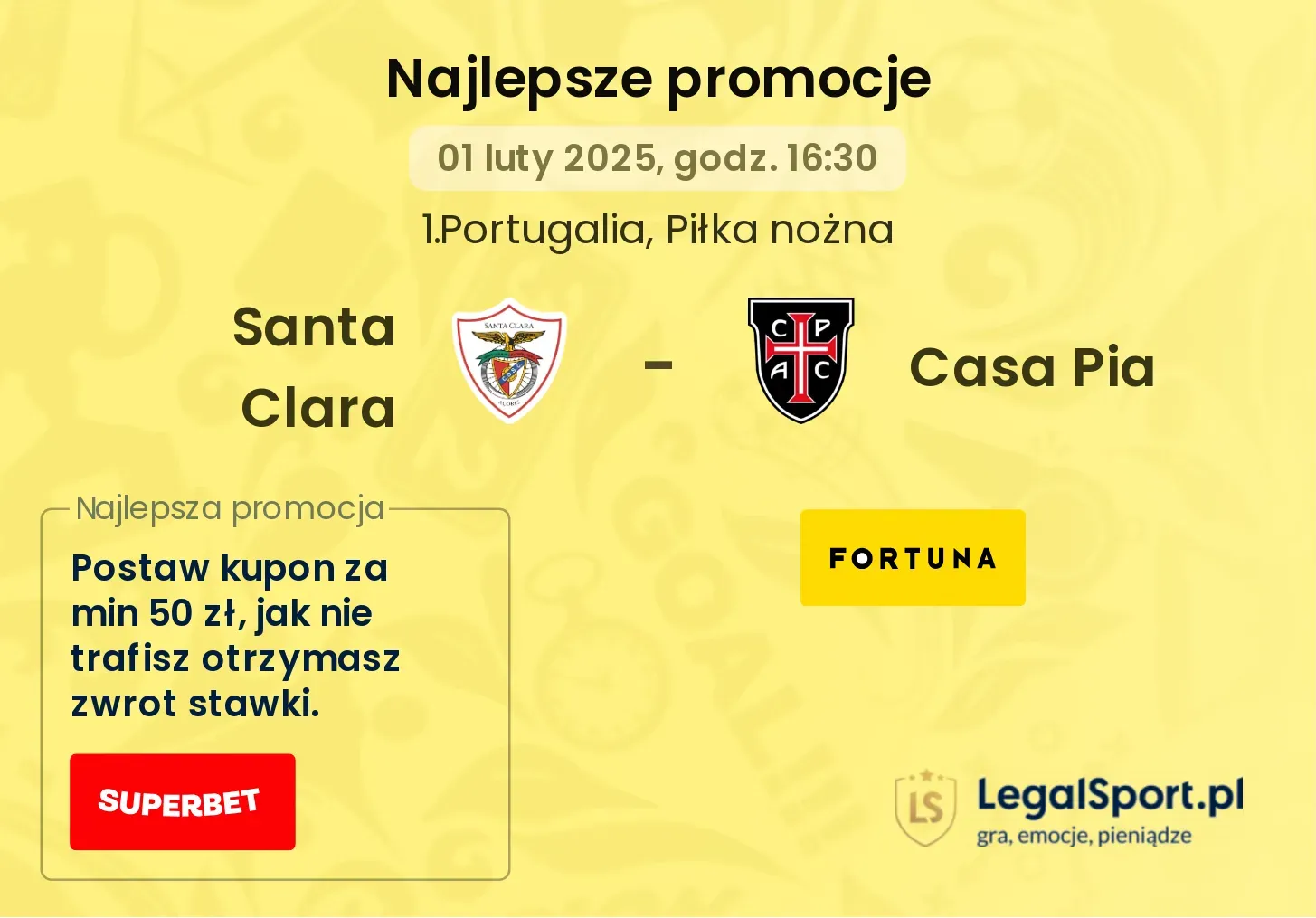 Santa Clara - Casa Pia promocje u bukmacherów