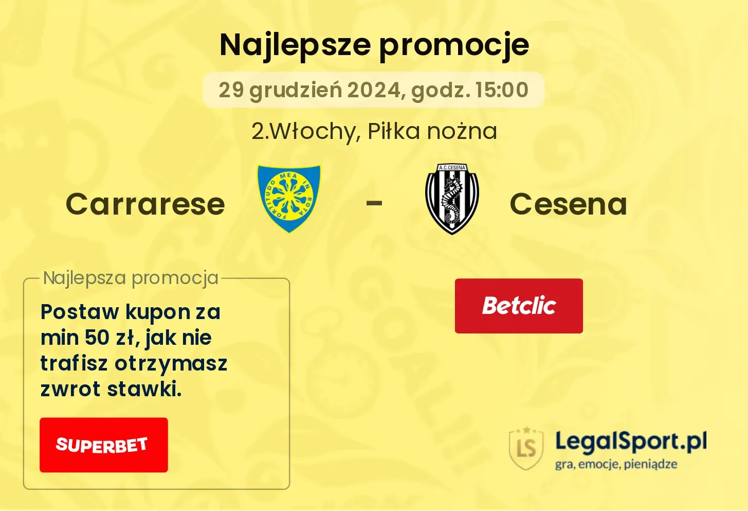 Carrarese - Cesena promocje bukmacherskie
