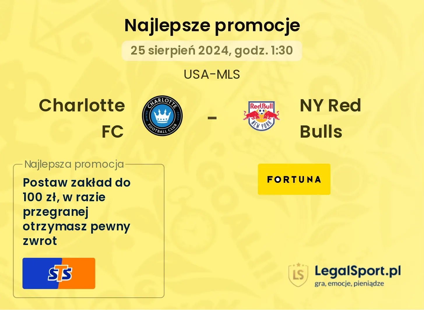 Charlotte FC - NY Red Bulls promocje u bukmacherów 25.08, 01:30