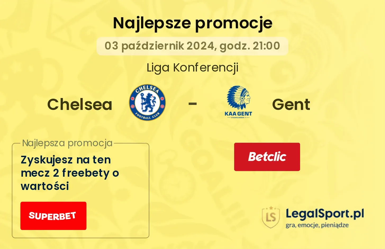 Chelsea - Gent promocje u bukmacherów 03.10, 21:00