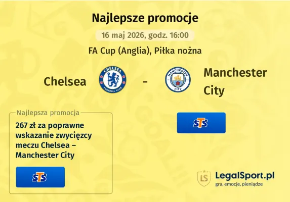STS: 500 zł za poprawny Bet Builder na mecz Chelsea - Manchester City