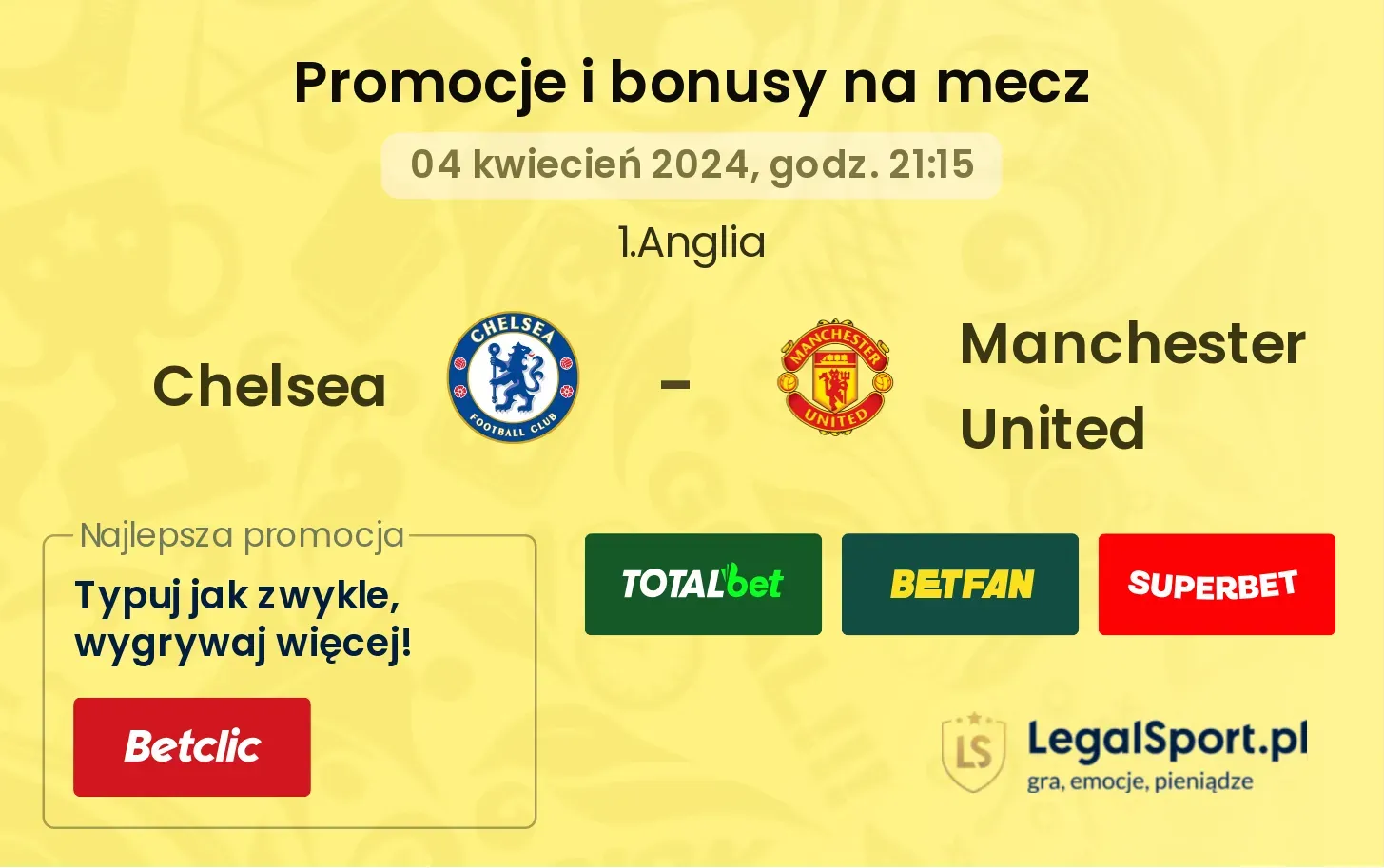 Chelsea - Manchester United promocje bonusy na mecz