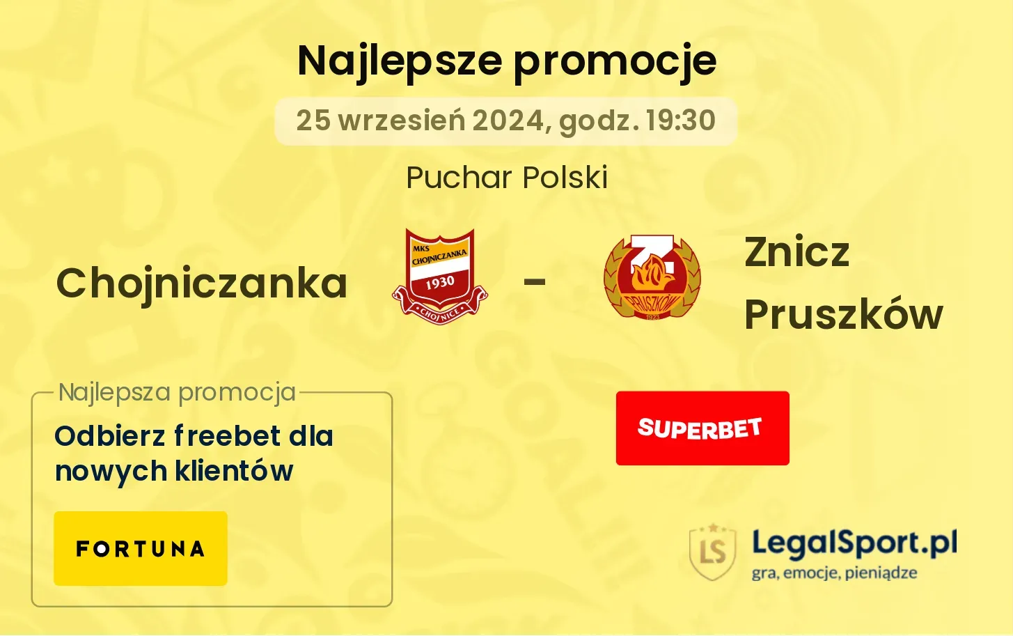 Chojniczanka - Znicz Pruszków promocje u bukmacherów 25.09, 19:30