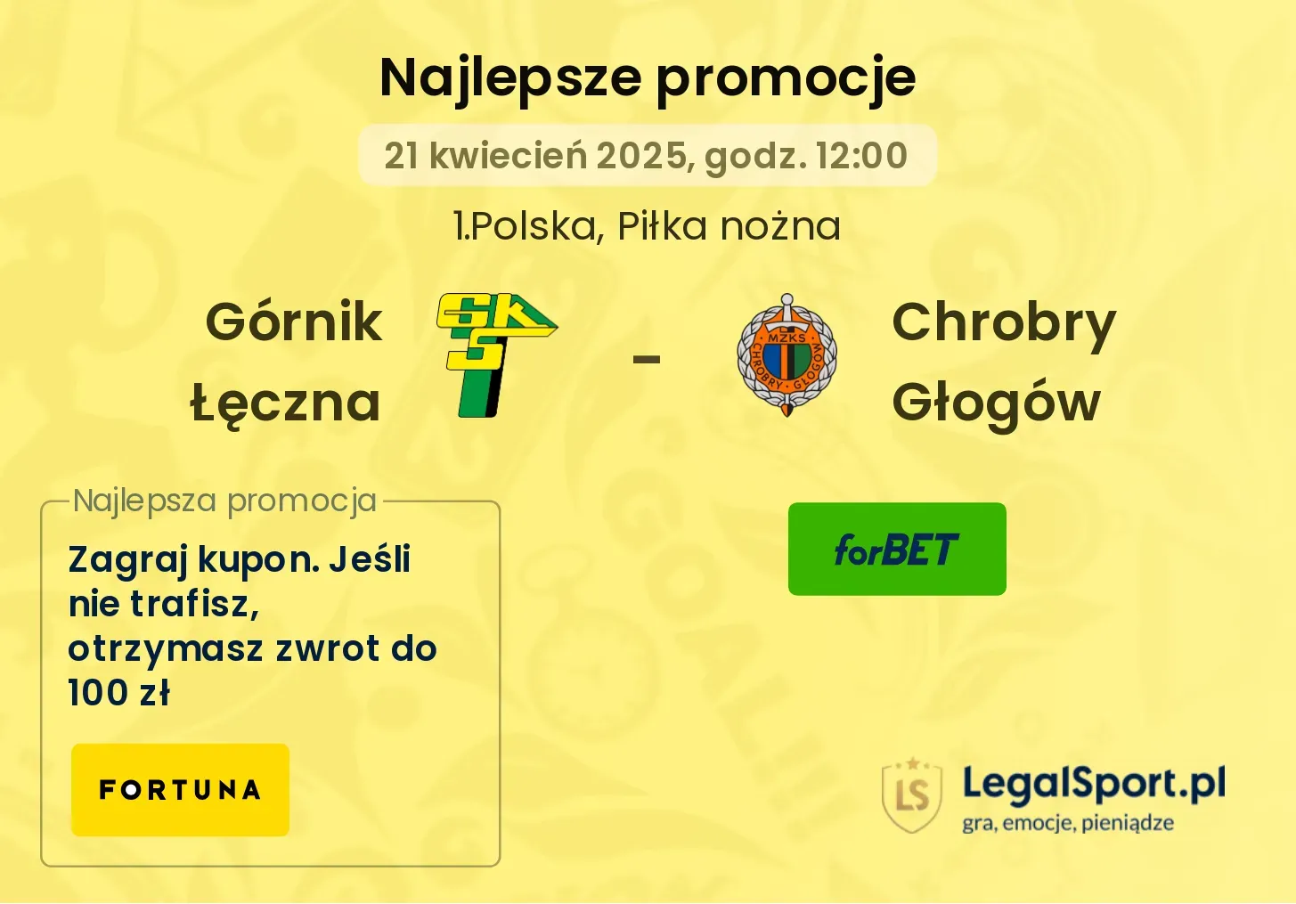 Górnik Łęczna - Chrobry Głogów promocje bukmacherskie