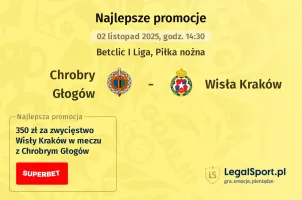 Chrobry Głogów - Wisła Kraków promocje u bukmacherów