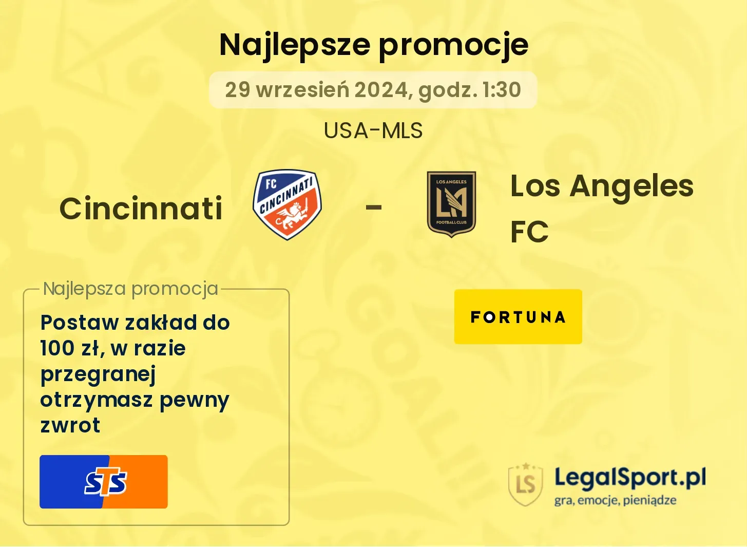 Cincinnati - Los Angeles FC promocje bukmacherskie 29.09, 01:30