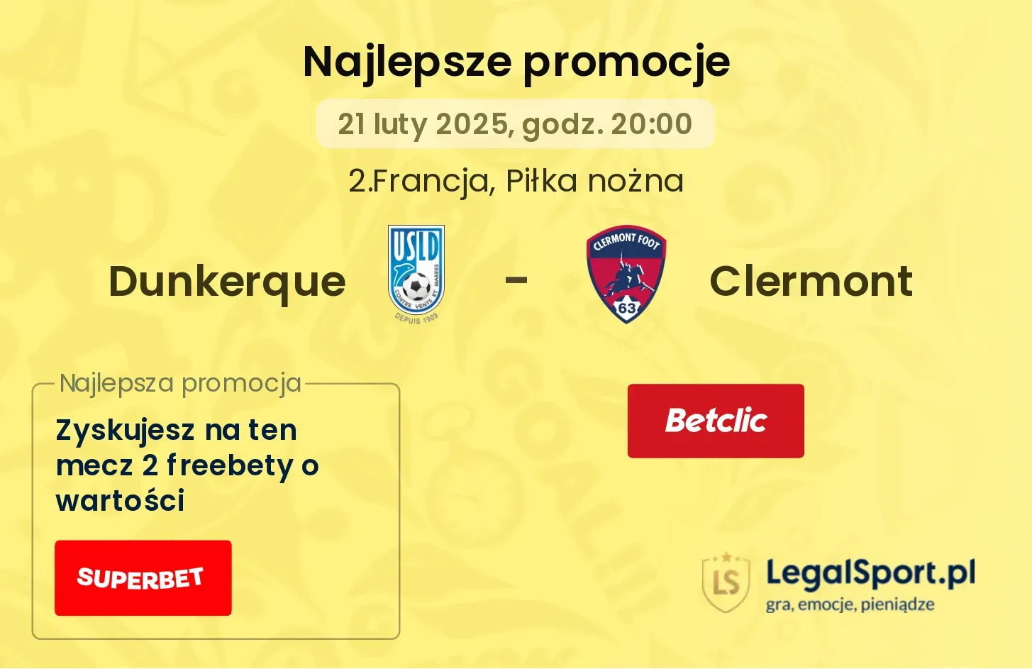 Dunkerque - Clermont promocje u bukmacherów