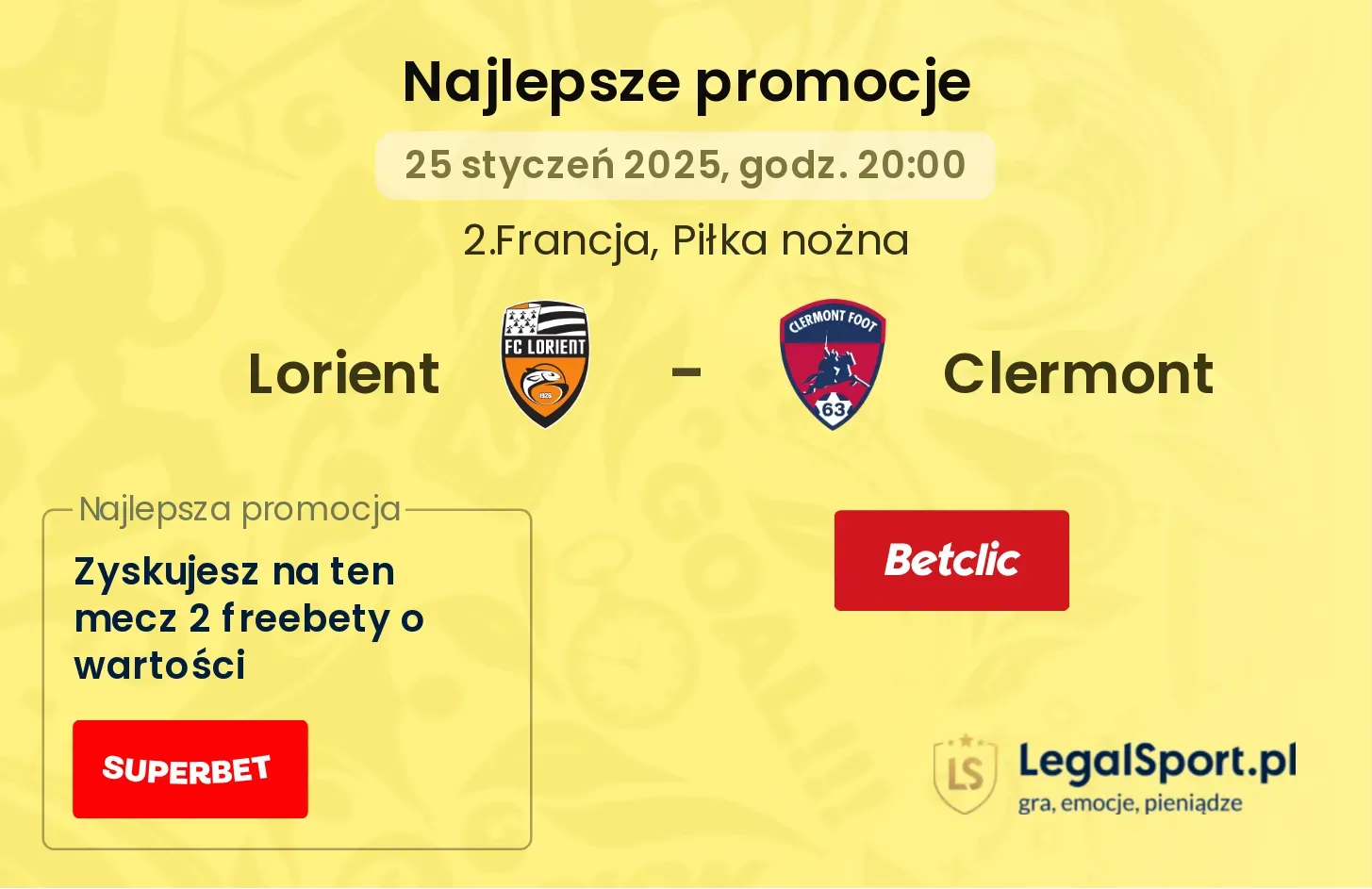 Lorient - Clermont promocje u bukmacherów