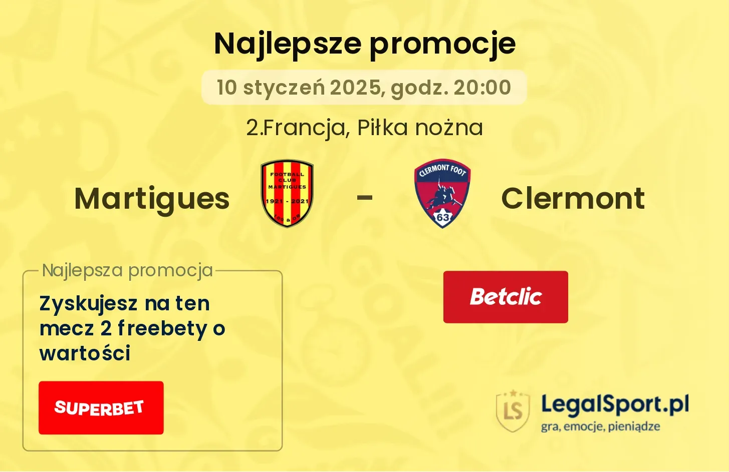 Martigues - Clermont promocje u bukmacherów