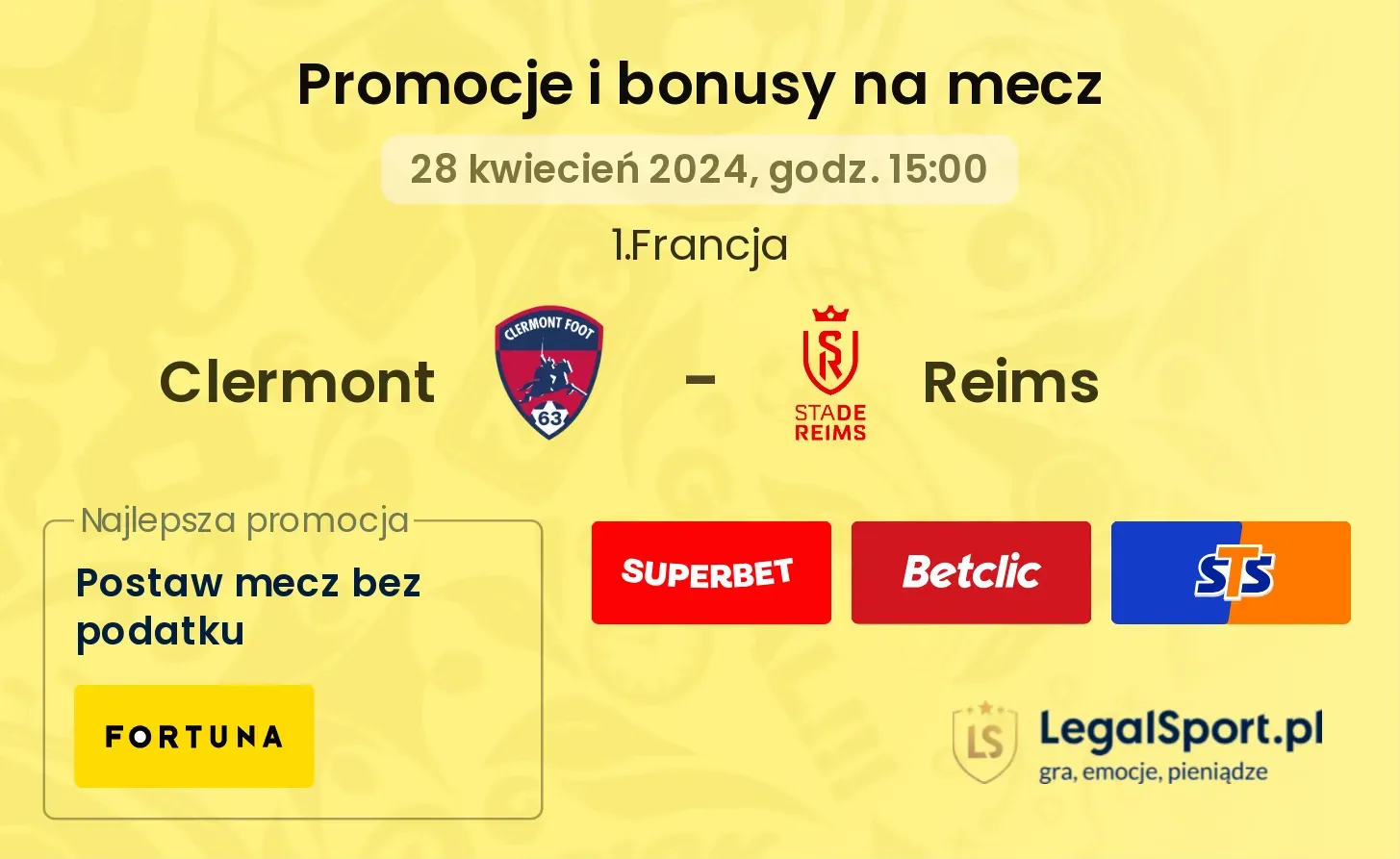 Clermont - Reims promocje bonusy na mecz