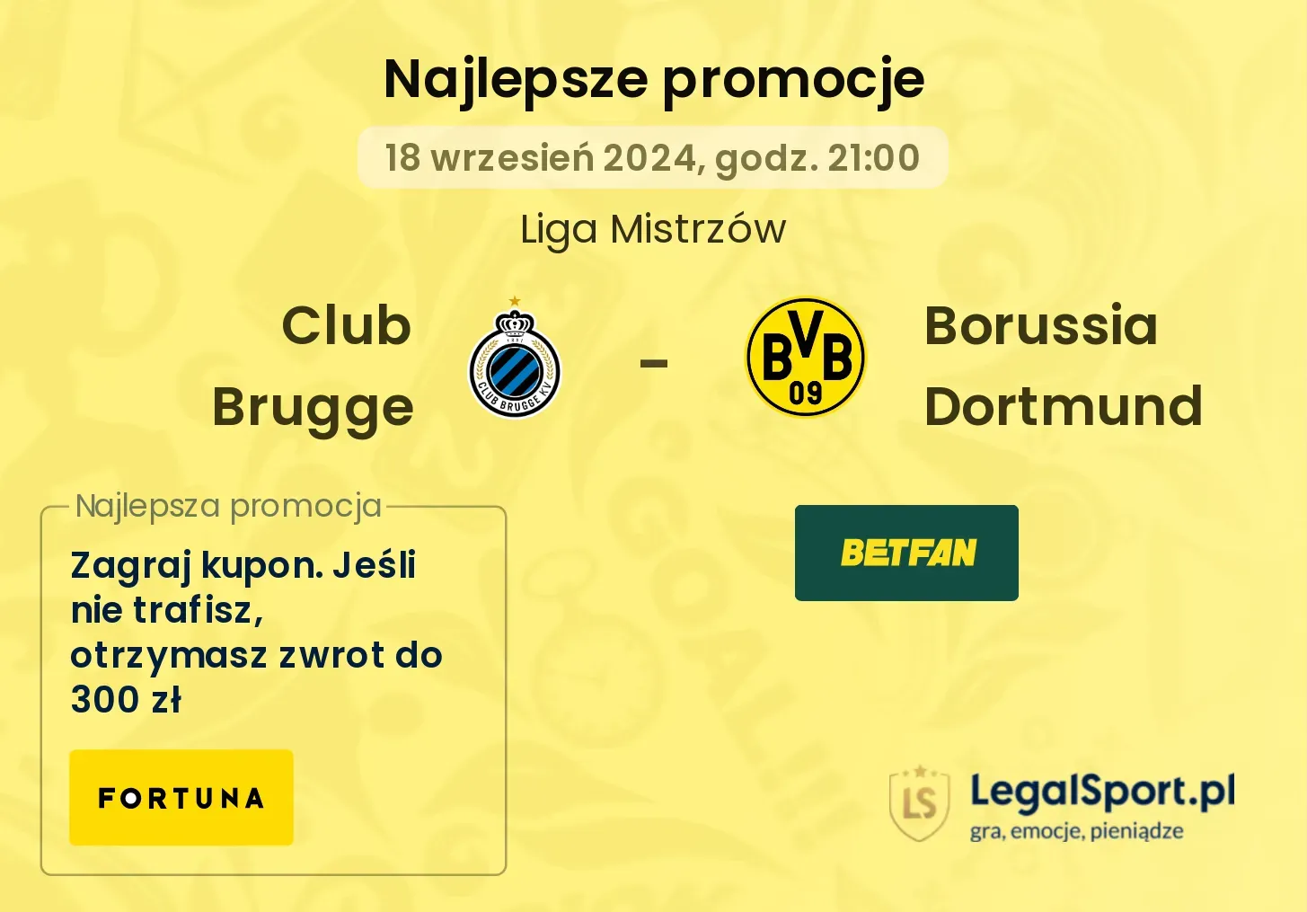 Club Brugge - Borussia Dortmund promocje bukmacherskie 18.09, 21:00