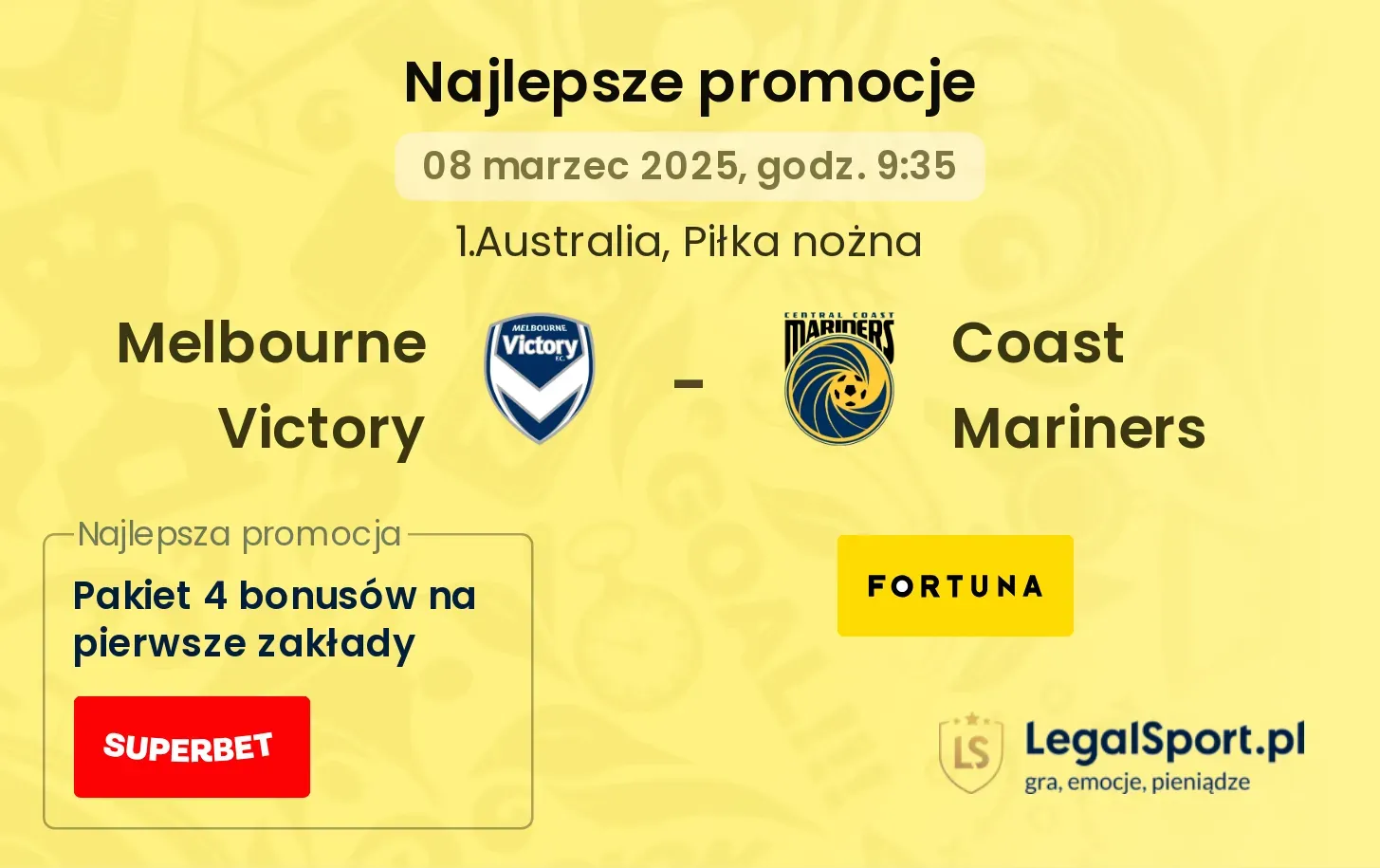 Melbourne Victory - Coast Mariners promocje bukmacherskie