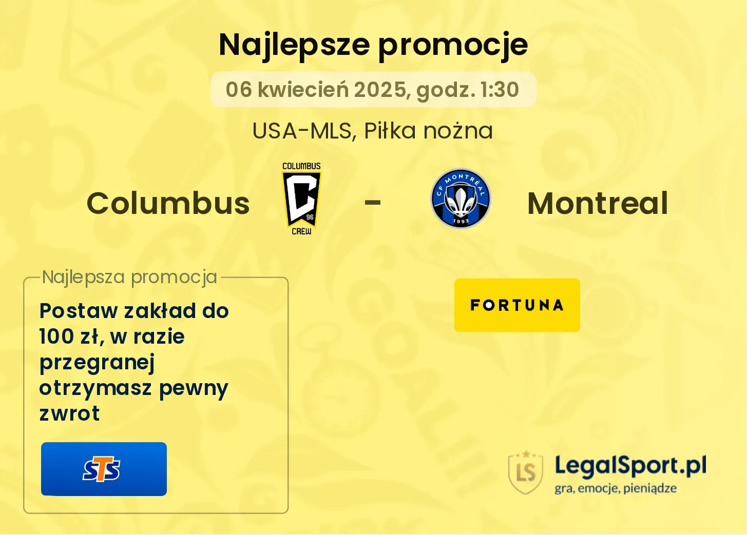 Columbus - Montreal promocje bukmacherskie