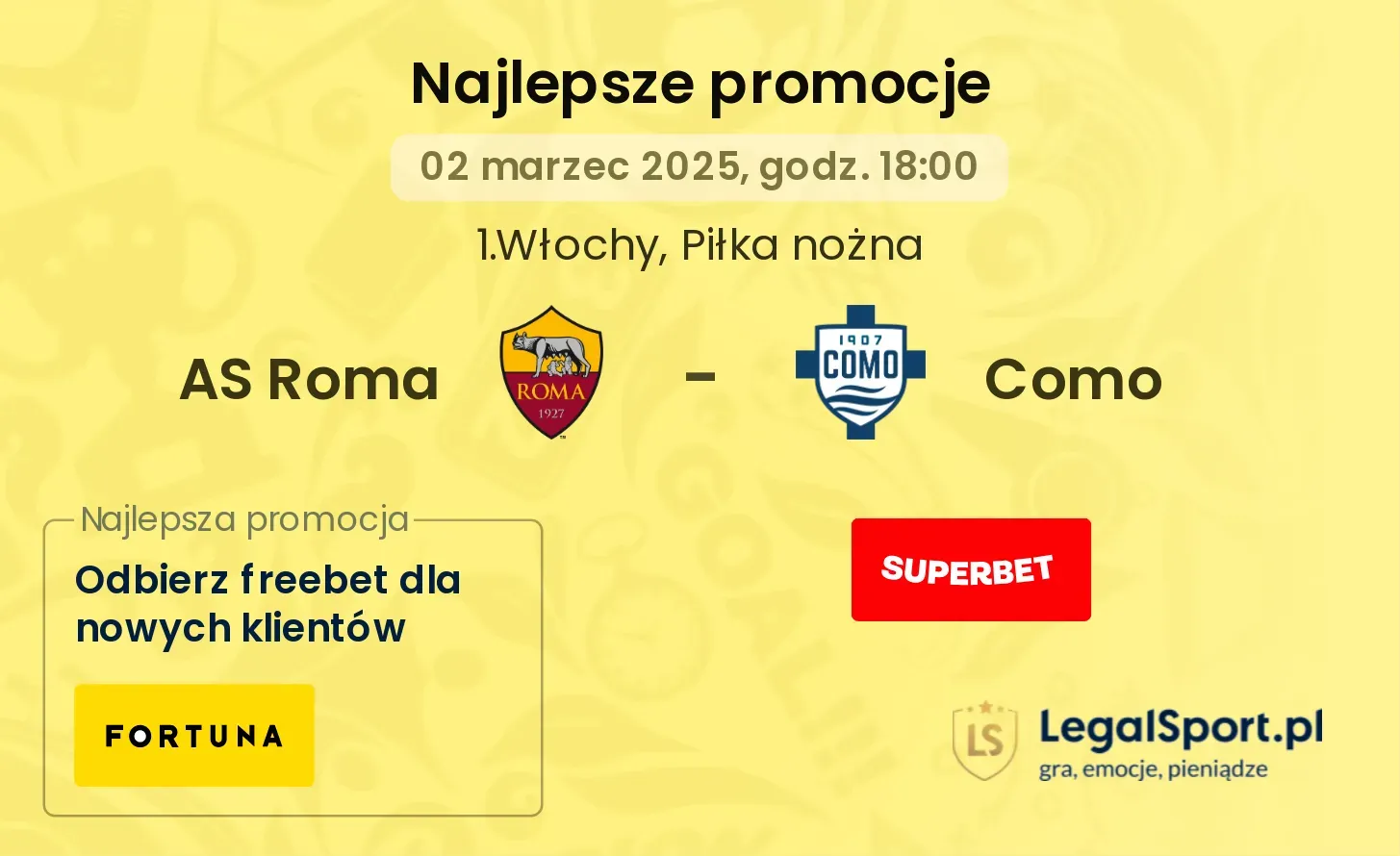 AS Roma - Como promocje bukmacherskie