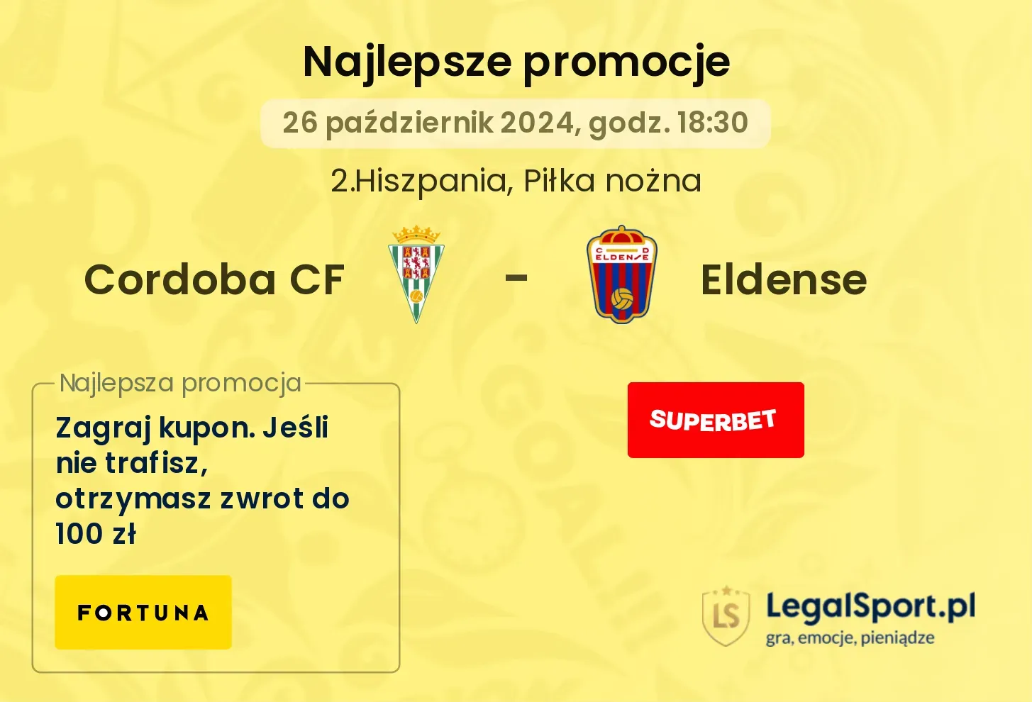 Cordoba CF - Eldense promocje bukmacherskie 26.10, 18:30